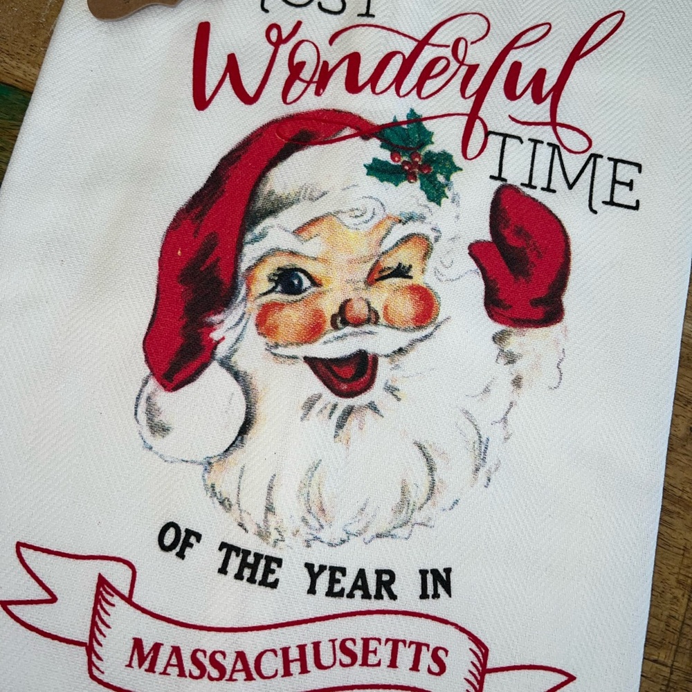 Christmas Santa Massachusetts hand towel. Brand new with tags.